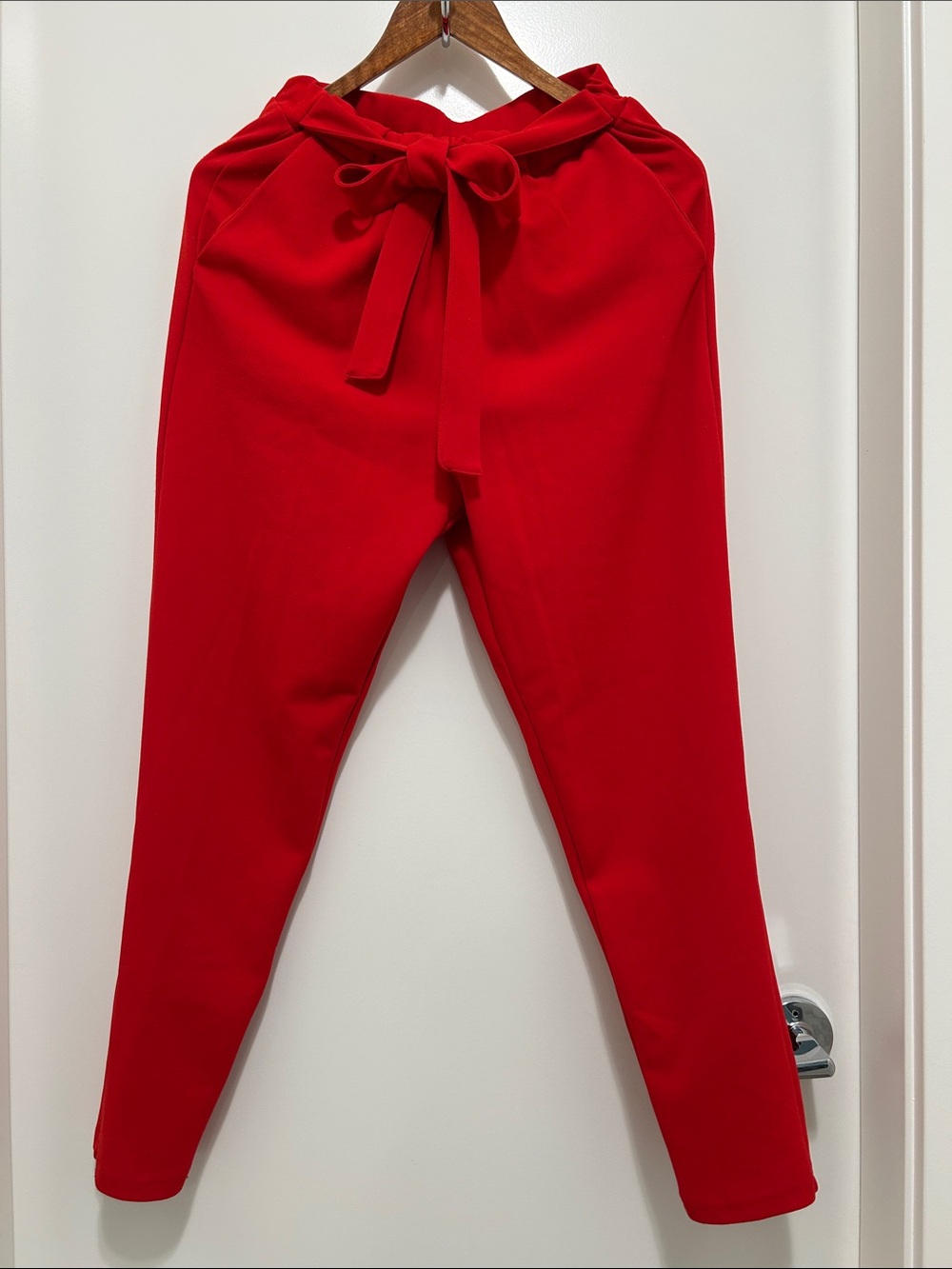 Cute Red Tie-Waist Comfy Pants